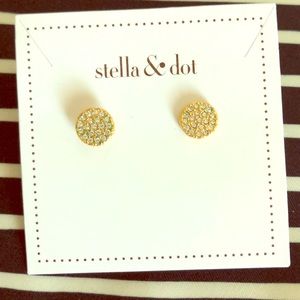 Stella & Dot Gold Pave Disc Earrings